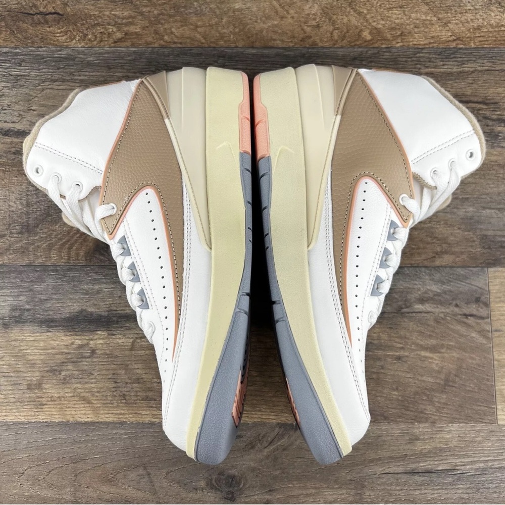 Nike Air Jordan 2 Retro Women's Sneakers - White and Tan - Picture 6 of 9